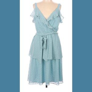Gal Meets Glam 'Helena' Tiered Faux-Wrap Dress- Blue Sea Breeze